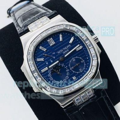 PPF Factory Patek Philippe 5724G Nautilus Stainless Steel with Diamond Replica Watch